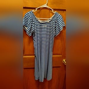 Blue & white striped dress size med